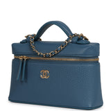 Chanel "Supple" Top Handle Long Vanity Case with Chain  Dark Blue Grained Calfskin Gold Hardware - Thumbnail View 5