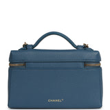 Chanel "Supple" Top Handle Long Vanity Case with Chain  Dark Blue Grained Calfskin Gold Hardware - Thumbnail View 4