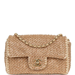 Chanel Mini Rectangular "Macrame Chain" Flap Bag Golden, Beige Woven Gold Hardware