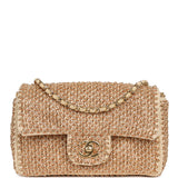 Chanel Mini Rectangular "Macrame Chain" Flap Bag Golden, Beige Woven Gold Hardware - Thumbnail View 1