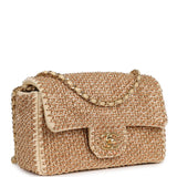 Chanel Mini Rectangular "Macrame Chain" Flap Bag Golden, Beige Woven Gold Hardware - Thumbnail View 2