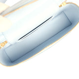 Chanel Top Handle Long Vanity Case with Chain Light Blue Croc Embossed Calfskin Gold Hardware - Thumbnail View 8