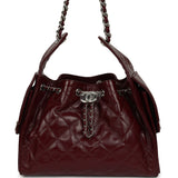 Chanel Small 25 Hobo Bag Dark Burgundy Shiny Lambskin Silver Hardware - Thumbnail View 1