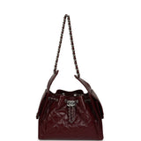 Chanel Small 25 Hobo Bag Dark Burgundy Shiny Lambskin Silver Hardware - Thumbnail View 7