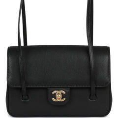 Chanel Small Preppy Coco Flap Bag Black Shiny Caviar Brushed Gold Hardware
