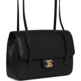 Chanel Small Preppy Coco Flap Bag Black Shiny Caviar Brushed Gold Hardware - Thumbnail View 2