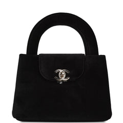 Chanel Small Kelly Shopper Black Velvet Crystal Light Gold Hardware
