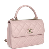 Chanel Medium Trendy CC Top Handle Flap Light Pink Lambskin Light Gold Hardware - Thumbnail View 2