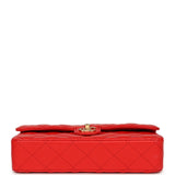 Chanel Medium East West Flap Bag Red Lambskin Gold Hardware - Thumbnail View 6
