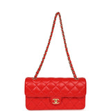 Chanel Medium East West Flap Bag Red Lambskin Gold Hardware - Thumbnail View 7