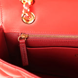 Chanel Medium East West Flap Bag Red Lambskin Gold Hardware - Thumbnail View 9