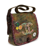 Pre-owned Chanel Small "On The Pavements" Messenger Bag Dark Khaki, Multicolor Graffiti Canvas Antique Silver Hardware - Thumbnail View 2