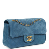 Chanel Mini "Souplissimo" Flap Bag Blue Suede Gold Hardware - Thumbnail View 2