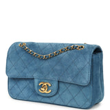 Chanel Mini "Souplissimo" Flap Bag Blue Suede Gold Hardware - Thumbnail View 5