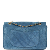 Chanel Mini "Souplissimo" Flap Bag Blue Suede Gold Hardware - Thumbnail View 4