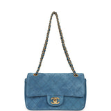 Chanel Mini "Souplissimo" Flap Bag Blue Suede Gold Hardware - Thumbnail View 7