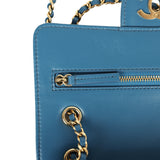 Chanel Mini "Souplissimo" Flap Bag Blue Suede Gold Hardware - Thumbnail View 8