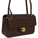 Chanel Mini "Souplissimo" Flap Bag Dark Brown Grained Calfskin Gold Hardware - Thumbnail View 2