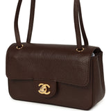 Chanel Mini "Souplissimo" Flap Bag Dark Brown Grained Calfskin Gold Hardware - Thumbnail View 5