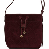 Chanel Small "CC Loop" Drawstring Bucket Bag with Leather Strap Dark Burgundy Suede, Calfskin Gold Hardware - Thumbnail View 1