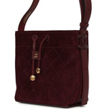 Chanel Small "CC Loop" Drawstring Bucket Bag with Leather Strap Dark Burgundy Suede, Calfskin Gold Hardware - Thumbnail View 6