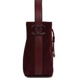Chanel Small "CC Loop" Drawstring Bucket Bag with Leather Strap Dark Burgundy Suede, Calfskin Gold Hardware - Thumbnail View 3