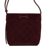 Chanel Small "CC Loop" Drawstring Bucket Bag with Leather Strap Dark Burgundy Suede, Calfskin Gold Hardware - Thumbnail View 4