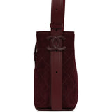 Chanel Small "CC Loop" Drawstring Bucket Bag with Leather Strap Dark Burgundy Suede, Calfskin Gold Hardware - Thumbnail View 5