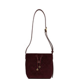 Chanel Small "CC Loop" Drawstring Bucket Bag with Leather Strap Dark Burgundy Suede, Calfskin Gold Hardware - Thumbnail View 7