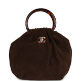 Chanel Large Pouch Dark Brown Suede Tortoiseshell Hardware - Thumbnail View 1