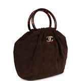 Chanel Large Pouch Dark Brown Suede Tortoiseshell Hardware - Thumbnail View 2
