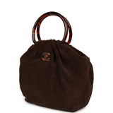 Chanel Large Pouch Dark Brown Suede Tortoiseshell Hardware - Thumbnail View 5
