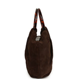 Chanel Large Pouch Dark Brown Suede Tortoiseshell Hardware - Thumbnail View 3