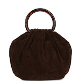 Chanel Large Pouch Dark Brown Suede Tortoiseshell Hardware - Thumbnail View 4