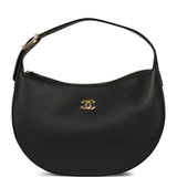 Chanel Round Top Handle Hobo Bag Black Grained Calfskin Gold Hardware - Thumbnail View 1