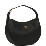 Chanel Round Top Handle Hobo Bag Black Grained Calfskin Gold Hardware - Thumbnail View 2