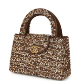 Chanel Small Beaded Kelly Brown, White Sequin, Fabric Brushed Gold Hardware - Thumbnail View 5