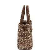 Chanel Small Beaded Kelly Brown, White Sequin, Fabric Brushed Gold Hardware - Thumbnail View 3