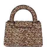 Chanel Small Beaded Kelly Brown, White Sequin, Fabric Brushed Gold Hardware - Thumbnail View 4