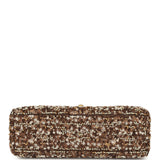 Chanel Small Beaded Kelly Brown, White Sequin, Fabric Brushed Gold Hardware - Thumbnail View 6