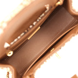 Chanel Small Beaded Kelly Brown, White Sequin, Fabric Brushed Gold Hardware - Thumbnail View 8