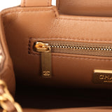 Chanel Small Beaded Kelly Brown, White Sequin, Fabric Brushed Gold Hardware - Thumbnail View 10