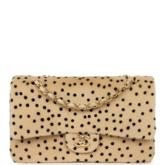 Chanel "Cheetah Print" Medium Flap Bag Light Beige Calf Hair and Black Lambskin Gold Hardware