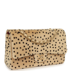 Chanel "Cheetah Print" Medium Flap Bag Light Beige Calf Hair and Black Lambskin Gold Hardware
