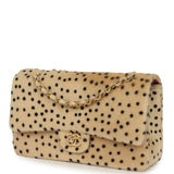 Chanel "Cheetah Print" Medium Flap Bag Light Beige Calf Hair and Black Lambskin Gold Hardware - Thumbnail View 5