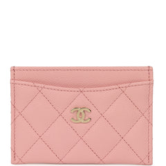 Chanel Classic Card Holder Pink Caviar Light Gold Hardware