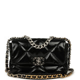 Chanel Medium 19 Flap Bag Black Shiny Crumpled Calfskin Mixed Metal Hardware - Thumbnail View 1