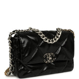 Chanel Medium 19 Flap Bag Black Shiny Crumpled Calfskin Mixed Metal Hardware - Thumbnail View 2