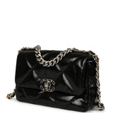 Chanel Medium 19 Flap Bag Black Shiny Crumpled Calfskin Mixed Metal Hardware - Thumbnail View 5