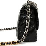 Chanel Medium 19 Flap Bag Black Shiny Crumpled Calfskin Mixed Metal Hardware - Thumbnail View 3